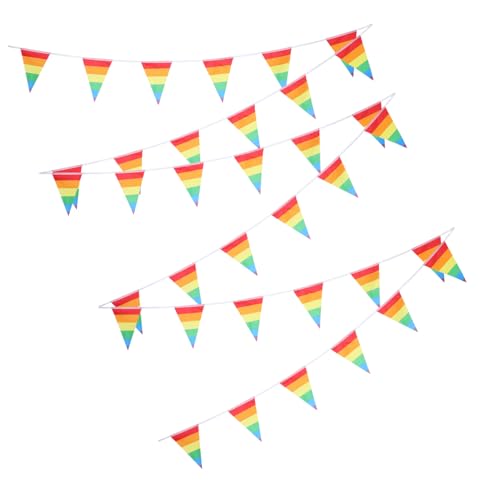 BRIGHTFUFU Triangle Flag Banner Festive Rainbow String Garlands for Weddings Birthday Bar Decor Pride Parade