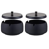TOYANDONA Cenicero de Acero Inoxidable Pequeño con Tapa Metálica, Resistente al Viento y Anti-caídas, Juego de 2 Unidades para Interior, Exterior, Oficina, Hogar y Viajes, Fácil de Limpiar,