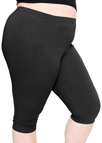 Women's Cotton Knee Length Leggings Black 8X