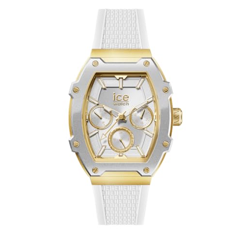 ICE-WATCH - Ice boliday White Gold Steel - Montre Blanche pour Homme avec Bracelet en Silicone - 023897 (Medium)