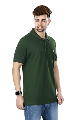 Image of KAUS & SHAN Men's Pure Cotton Regular Fit Solid Half Sleeve Casual & Semi Formal Office Wear Polo T-Shirt