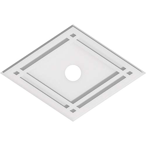 Image of Ekena Millwork CMP18X12DD-02000 Diamond Architectural Grade PVC Contemporary Urethane Ceiling Medallions 18 inchW x 12 inchH x 2 inchID x 6 1 /4 inchC x 1 inchP