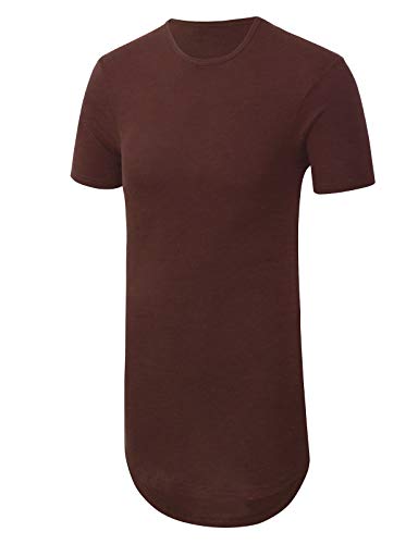 JD Apparel Men's Basic Hipster Hip Hop Elong Longline Crewneck T-Shirt