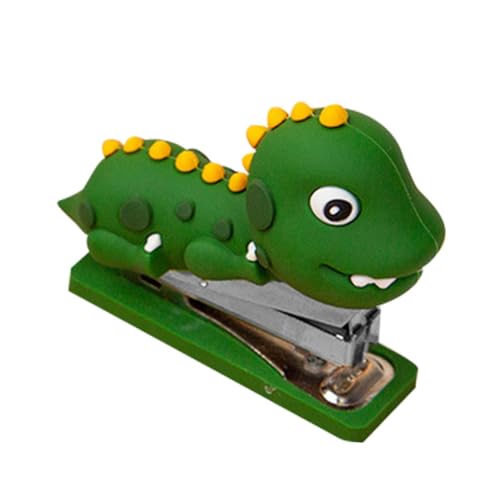 SECFOU Grapadora de Oficina Mini Dinosaurio Reutilizable Herramienta Compacta para Papeles Silicona Decorativa Portátil para Material Escolar y Organización
