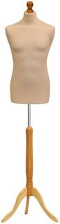 Tailors Dummy Male Dressmakers Fashion Mannequin Students Cream with Lightwood Stand