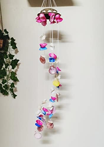Shellkrafts Sea Shell Wind Chime for Home Decoration | Balcony & Garden | Soothing Rain Sound & Very Lucky According to Vastu | Attracts Good Luck | Positive Energy 12X5 Inch (Yellow & White)-image-35