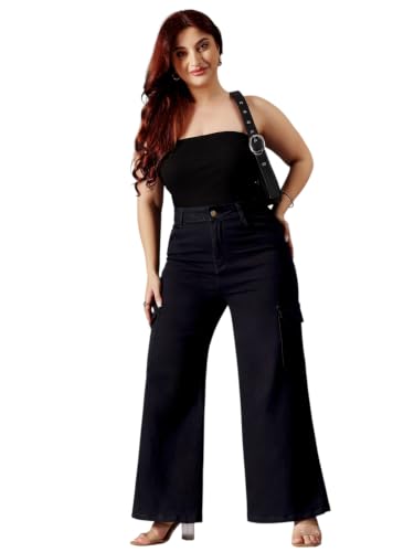 Image of Miss Chase A+ Women's Wide-Leg Mid Rise Regular Length Blast Effect Denim Jeans