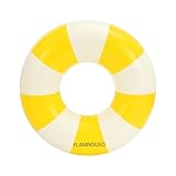 Flamingueo Flotador Gigante - para Playa y Piscina - Forma Donut - PVC Resistente - Doble Válvula - Diseño Bicolor - 90 x 90 cm - Amarillo