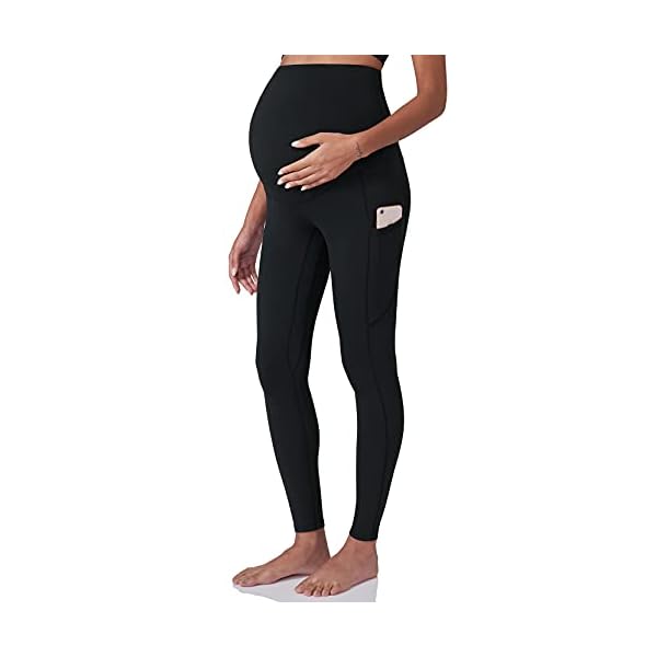 POSHDIVAH Women's Maternity Workout Leggings Over The Belly Pregnancy Yoga Pants with Pockets Soft Activewear Work Pants