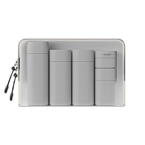 Fanpoi Set Di 5 Bottiglie Da Viaggio Con Dispenser Per Crema Da Viaggio, Contenitori Da Toeletta, Approvati Tsa, Essenziali Da Viaggio, Grigio Chiaro, Solido-image