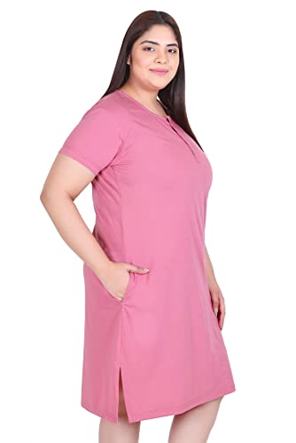 Image of In Love Women Cotton Buttoned Plus Size Short Slip Nighty Chemise