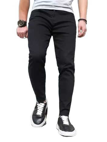 Men Black Plain Jeans, Slim Fit-image-16