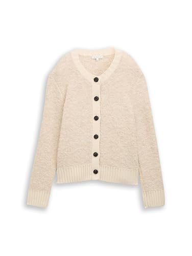 TOM TAILOR 1049149 Cardigan en Tricot, 36844-sand Stone Beige Melange,