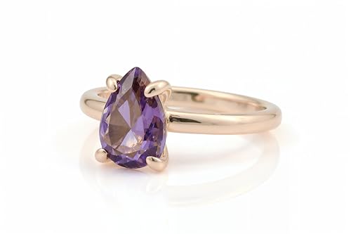 Bague améthyste or rose : le cadeau idéal de pierre de naissance de janvier avec boîte - 3