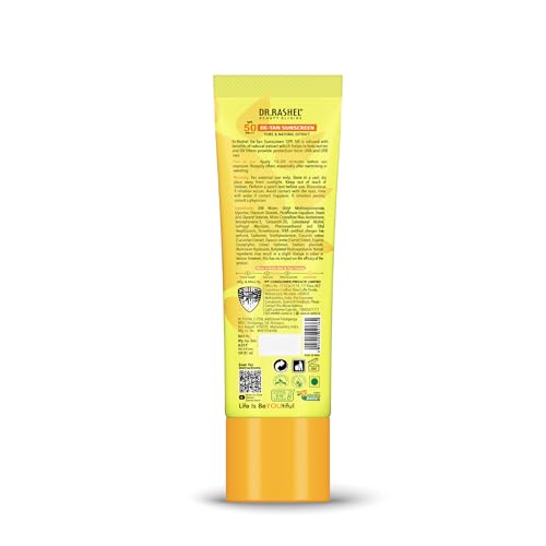Image of DR.RASHEL DE-TAN SUNSCREEN SPF 50 PA+++ SKIN HYDRATING, PROVIDES LONG-LASTING PROTECTION WITH CUCUMBER & CARROT EXTRACT, Paraben free, All skin Type, 18ml