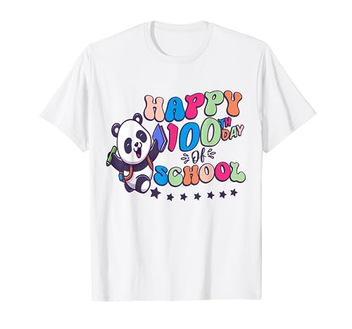Student Teacher 100 Days Panda Happy 100th Day Of School Camiseta