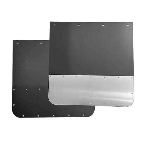 Image of BST BSSP Pair Universal Mud Flaps w /Stainless Steel Plates for Semi-Truck Trailer Truck, 24x24 Splash Guard with Heavy Duty Mud Flap Weights Bottom Chrome for Peterbilt Kenworth Volvo (24in x 24in)