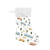 Mnsruu Weihnachtsstrümpfe mit Busfahrzeug-Baum, 45 cm, große Weihnachtsstrümpfe, Dekoration, hängende Strümpfe für Zuhause, Kamin, Weihnachtsbaum, Socke, Süßigkeitenbeutel, Urlaub, Partyzubehör, 1