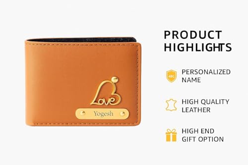 Image of Personalized Leather Wallet for Men and Boys Customized Wallet Customise Gifts for Men | Personalized with Name & Charm Purse