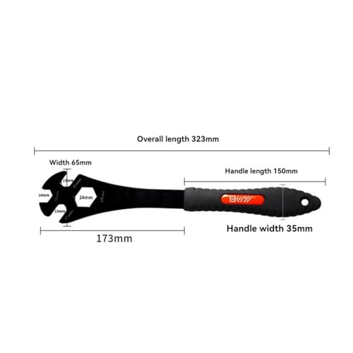 Phidinova 15mm Bike Pedal Wrench Removal Tool, 323mm Extra Long Heavy-Duty Bicycle Pedal Spanner, Ergonomic Non-Slip Grip – 15/16/24mm Openings by Phidinova - Used condition - Image 2