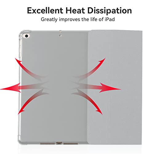 Compatible with iPad (10.2 inch) Tablet Protective Case, Y Shaped Folding Case with Pen Slot, Translucent, Grey - Image 2