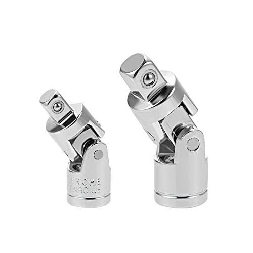 Uxcell F22042800UX1522 1/4 Inch & 3/8 Inch Drive Spring Loaded Universal Joint Socket,Cr-V,2Pcs cover