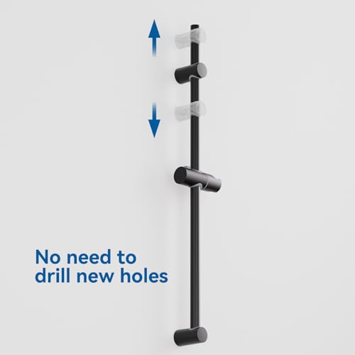 Auralum Duschstange 70cm, Brausestange mit Duschhalterung, Höhenverstellbar & 360° Drehbar, Duschstange Edelstahl mit Variable Wandbefestigungen, Anpassung an Bestehende Bohrlöcher – Schwarz