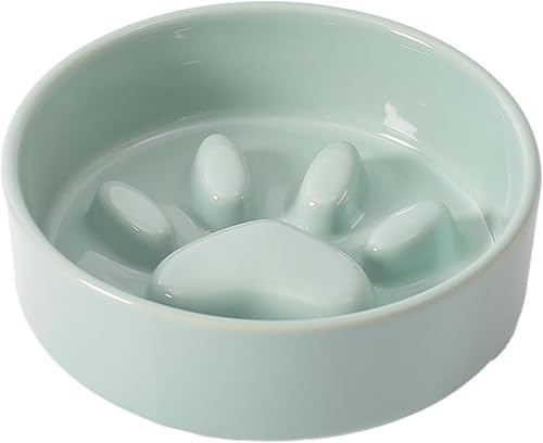 BQQB 早食い防止 食器 ペット ボウル 台 フードボウルスタンド犬 猫食器 陶器 犬猫用 餌入 木製 ペット皿 滑り止め 安定感 高めの木製フレーム付き (高めの木製フレーム付き,グリーン)