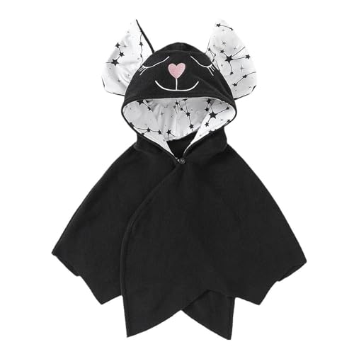 Kids Bat Blanket with Hood Boys Girls Cute Halloween Devil Bat Cloak Oversized Soft Halloween Throw Warp with Ears