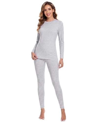 Image of YADIFEN Thermal Underwear for Women Set, Fleece Lined Base Layer