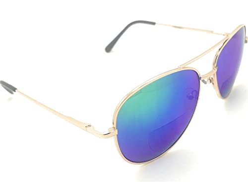 2 Pairs Bifocal Reading Sunglasses for Women or Men 100% UVA & UVB Aviator Mirrored Lens4