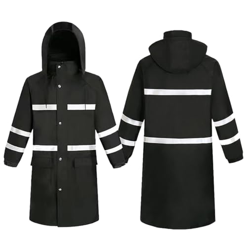 Harssidanzar Mens Long Rain Jacket Outdoor Waterproof Rain Coat Fishing Rain Gear Workwear SM302US