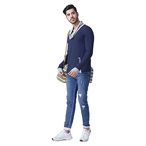 Image of Black Collection Men's Attached Muffler Full Sleeve T-Shirt(SKU: BCN0023)