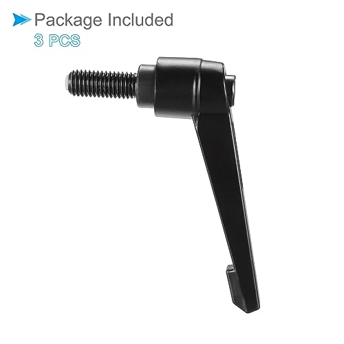 Image of Clamping Lever Handles, M10 x 25mm Male Thread, Adjustable Quick Release Locking Rotating Bolt Knobs Black - (Applications: for Lathe Machinery), 3-Pieces