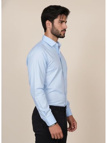 Image of Full Sleeve Black Formal Shirt for Men Cotton Regular Fit Casual - Pure Premium Branded Shirts for Men Formal Stylish Slim Plain Solid Man Wear as Office and Party