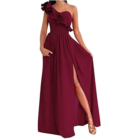 Vestido de Noche un Hombro Volante Cover