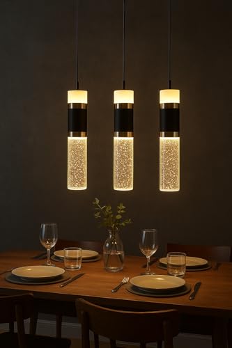 Image of FILLISKA 3 in1 Colour Changing LED Luxurious Hanging /Pendant Light (BlackGold Crystal-MX126)