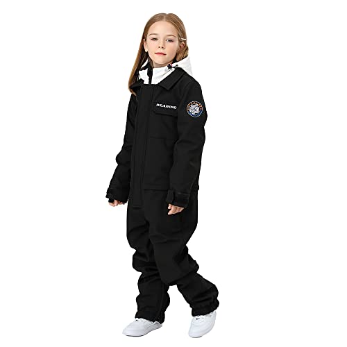 Image of HOTIAN Kids One Piece Snowsuits Girls Ski Suits Overalls Waterproof Insulated Snow Wear Outfits Snowboarding Jackets