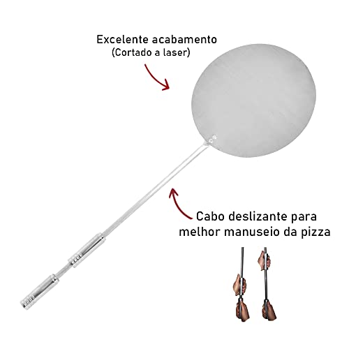Pá De Pizza Deslizante De Alumínio Para Forno À Lenha 35cm Issi Grill