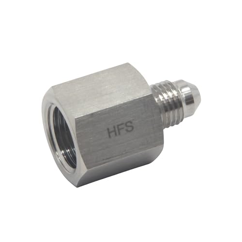 Image of HFS(R) 1 /4 inch Female NPT to 1 /4 inch Male JIC Flare Pipe Fitting Reducer Adapter Stainless Steel 304 (1 /4 inch FNPT x 1 /4 inch MJIC)