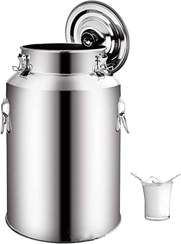SaryEdge Milk Barrel, 304 Food Grade Stainless Steel Milk Bucket Transport Can Pail Barrel Tote Jug With Sealed Lid For Liquid Storage And Transporting,15,48L,48L