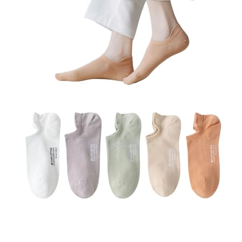 Ankle Socks for Women Pure Cotton No Show Socks Womens with Heel Tab Color Low Cut Soft 5 Pairs 4-8.5