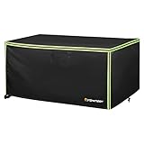 GROWNEER Deck Box Cover 54 x 28 x 28 Inch Waterproof Patio Ottoman Covers with Reflective Strip, Waterproof 420D Oxford Cloth Outdoor Storage Box Cover for Patio Furniture Side Table, Black