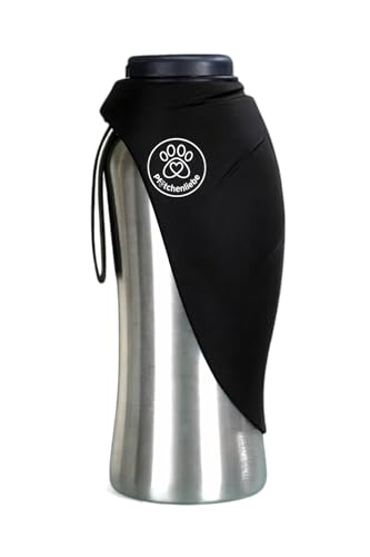 Gourde pour chien de randonnée et camping en inox noir 800 ml