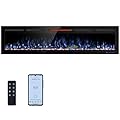 Kentsky 72" WiFi Electric Fireplace, Recessed and Wall Mounted Fireplace Heater, 13 Flame & Fuel Bed Colors, 5 Brightness, Thermostat, Timer, App and Remote Control, 750/1500W