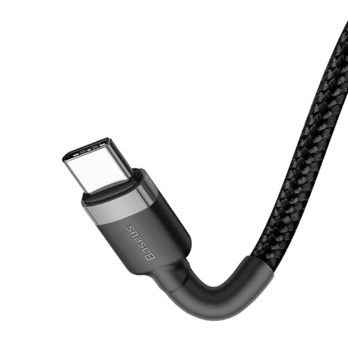 Cabo de 2 metros de Nylon BASEUS Turbo tipo C P/tipo C 60wats 3amp Cor Preto (2M - USB-C P/USB-C)