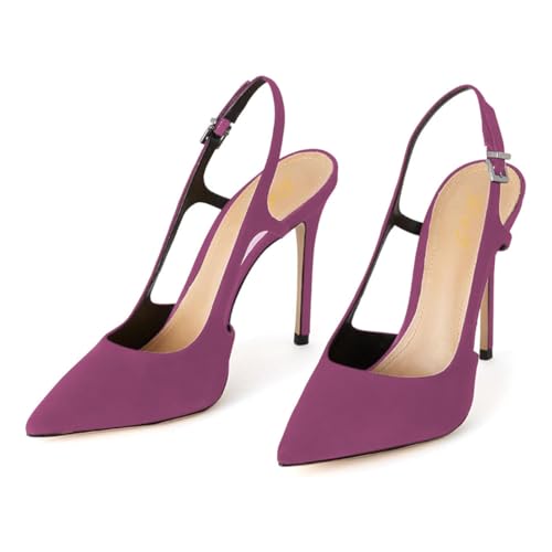 FOWT Women Graceful Stiletto High Heel Pointed Toe Slingback Pumps Slip on Prom Evening Dress Formal Sandal Shoes Size 4-16 US3