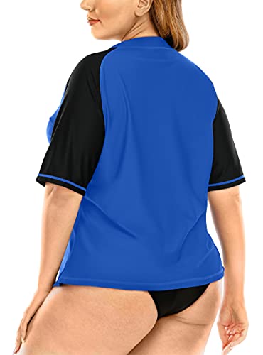 Halcurt Womens Plus Size Uvswim Shirt Sun Protection Rash Guard Swimsuit 4X Royal Blue #TOP1