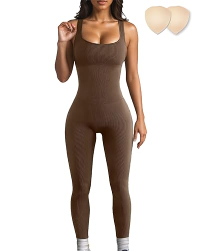 Merlvida Mono Deportivo Mujer sin Costuras Jumpsuit Sexy Mono Ajustado Elástico Body Overol Monos de Una Sola Pieza Ropa Deportiva Gimnasio Fitness Yoga