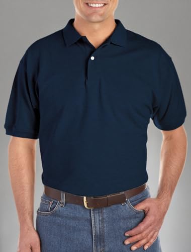 Harbor Bay by DXL Men's Big and Tall Piqué Polo Shirt, Tango Red Heather
